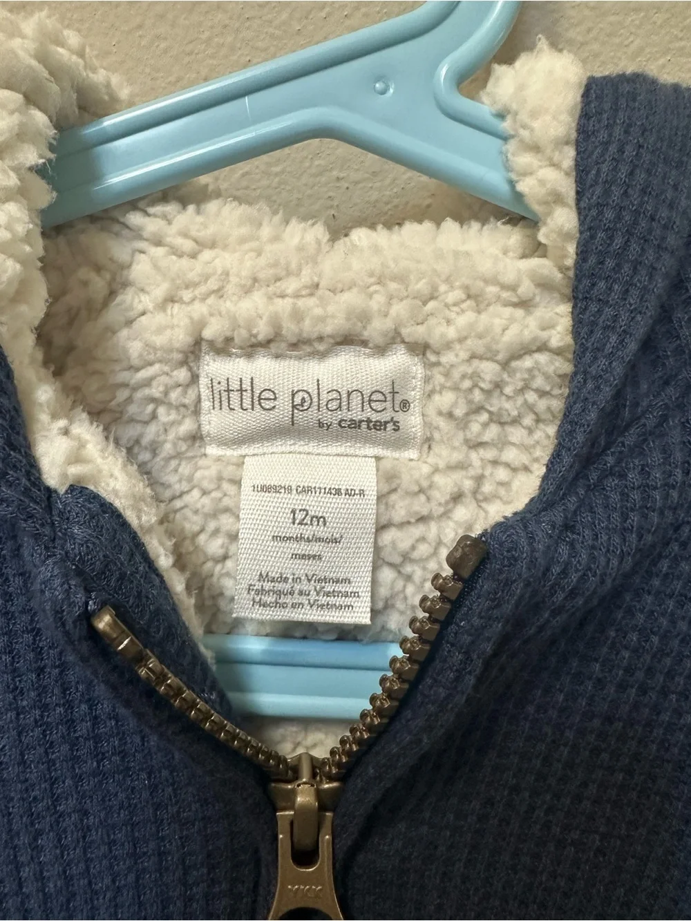 Carter's Navy Hooded Sherpa-Lined Zip Jacket